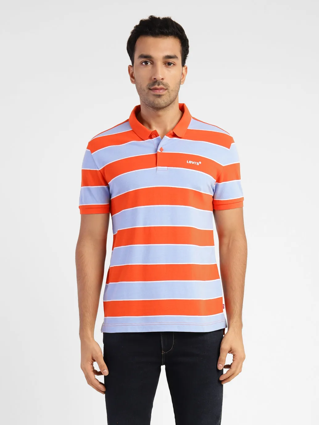Breathable Stretch Men's Colorblock Polo T-shirt