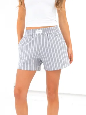Elena Stripe Shorts - Grey Moisture Management System