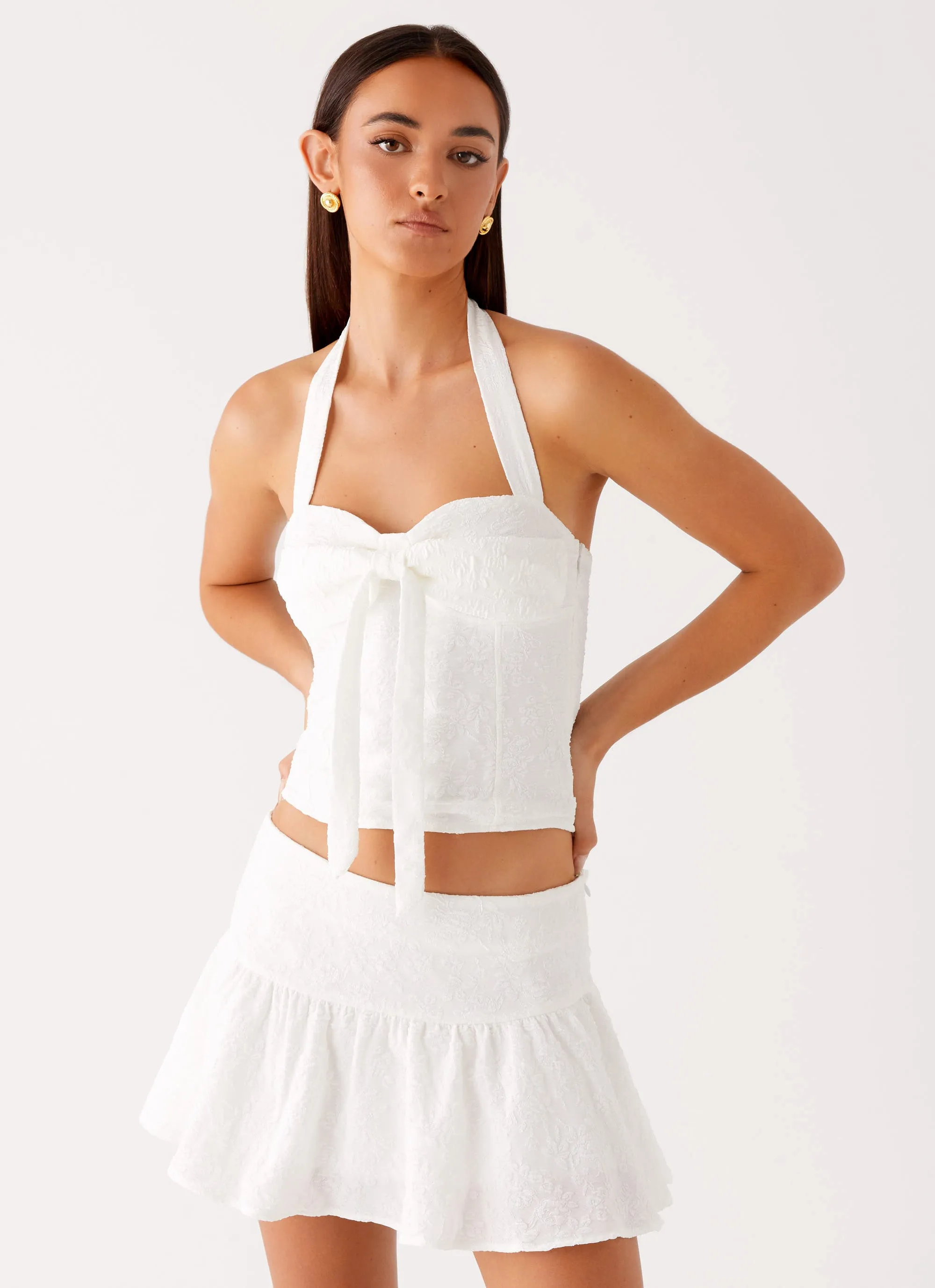 Soft Pleats Brissy Mini Skirt - White