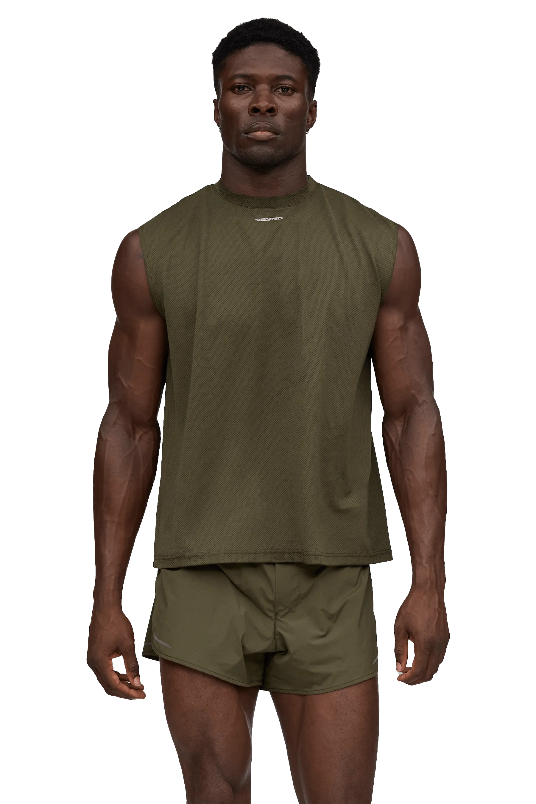 Comfort Seeker Underwire-Support UV blocking SLEEVELESS BOXY T-SHIRT CROSS GRAPHIC - Khaki