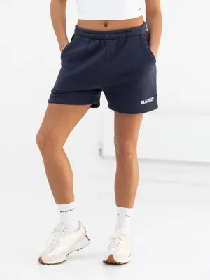 Layered Protection System Elastic Waistband Design Cloud Print Jogger Shorts - True Navy