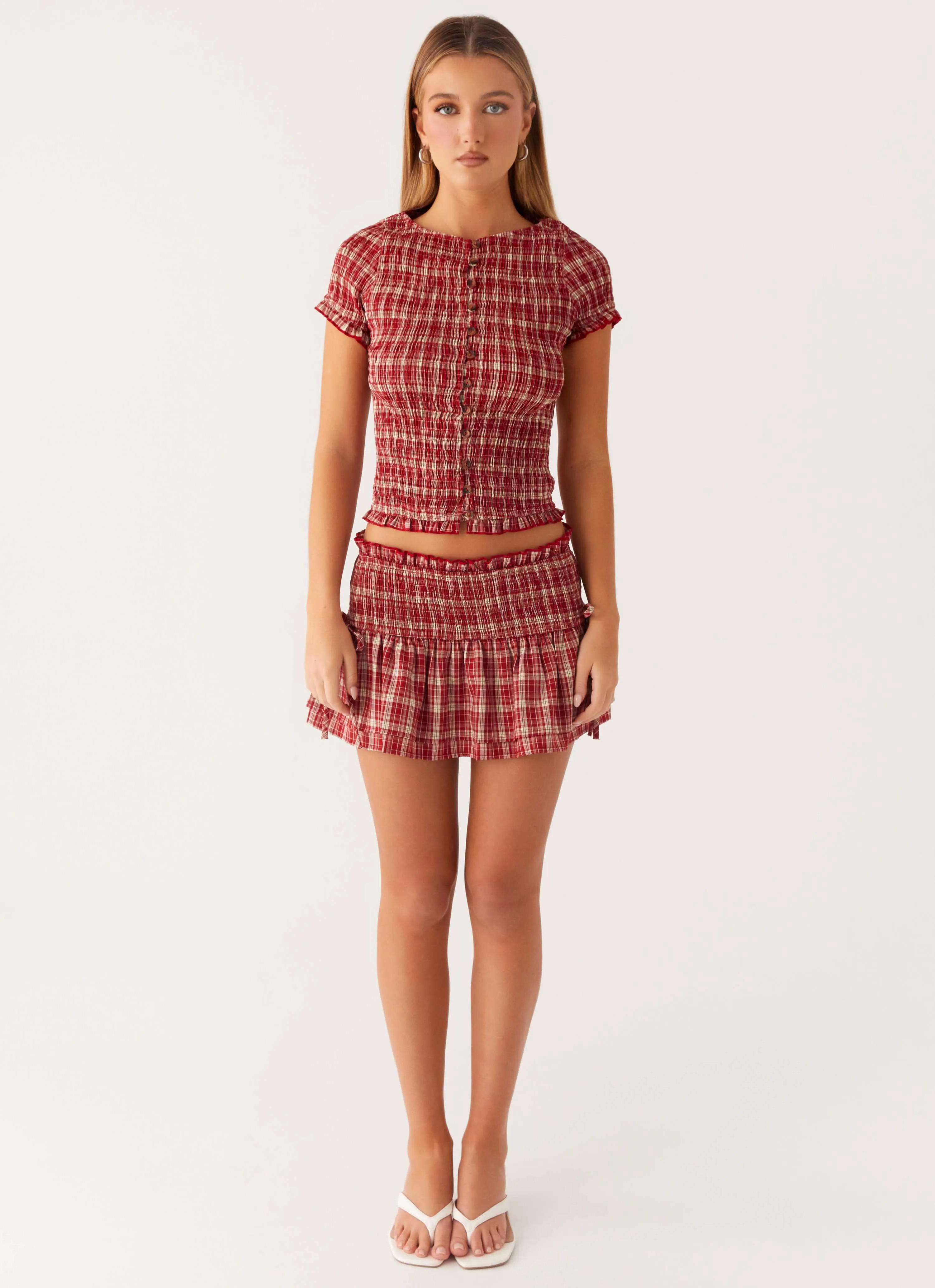 Minimal Fit Lenore Mini Skirt - Ruby Check