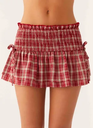 Seamless Finish Color Soft Lenore Mini Skirt - Ruby Check