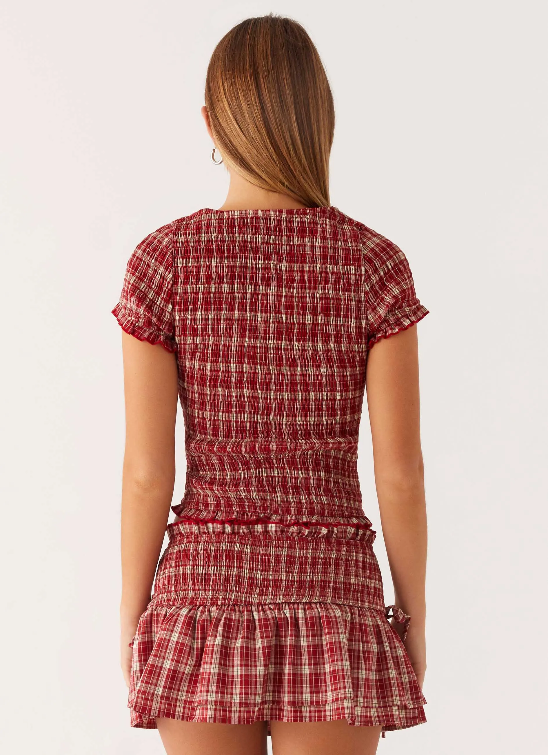 Lenore Mini Skirt - Ruby Check Modern Touch Smooth Layers