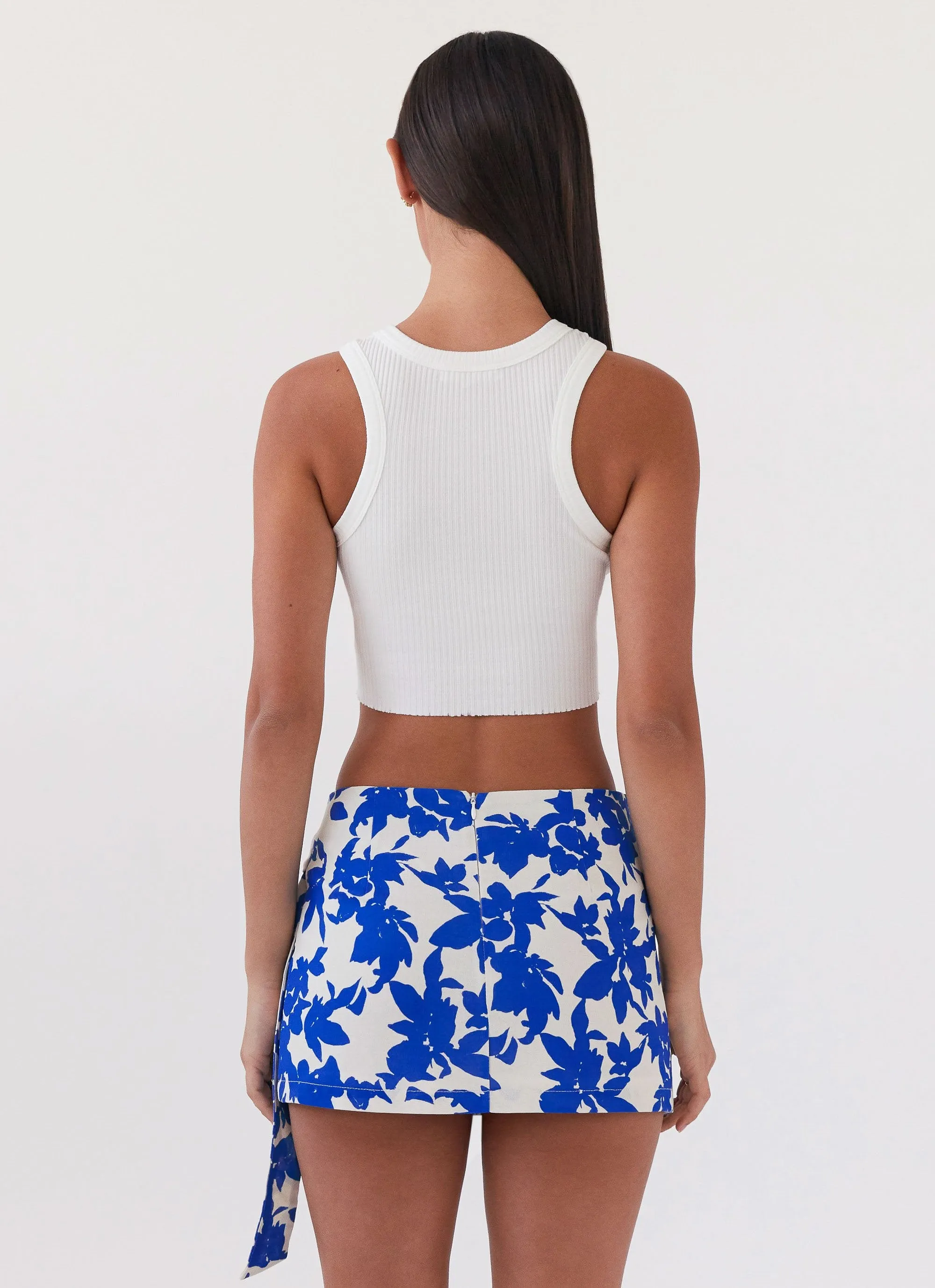 Quick Elegance Dreamy Motion Steal Away Linen Wrap Skirt - Blue Floral