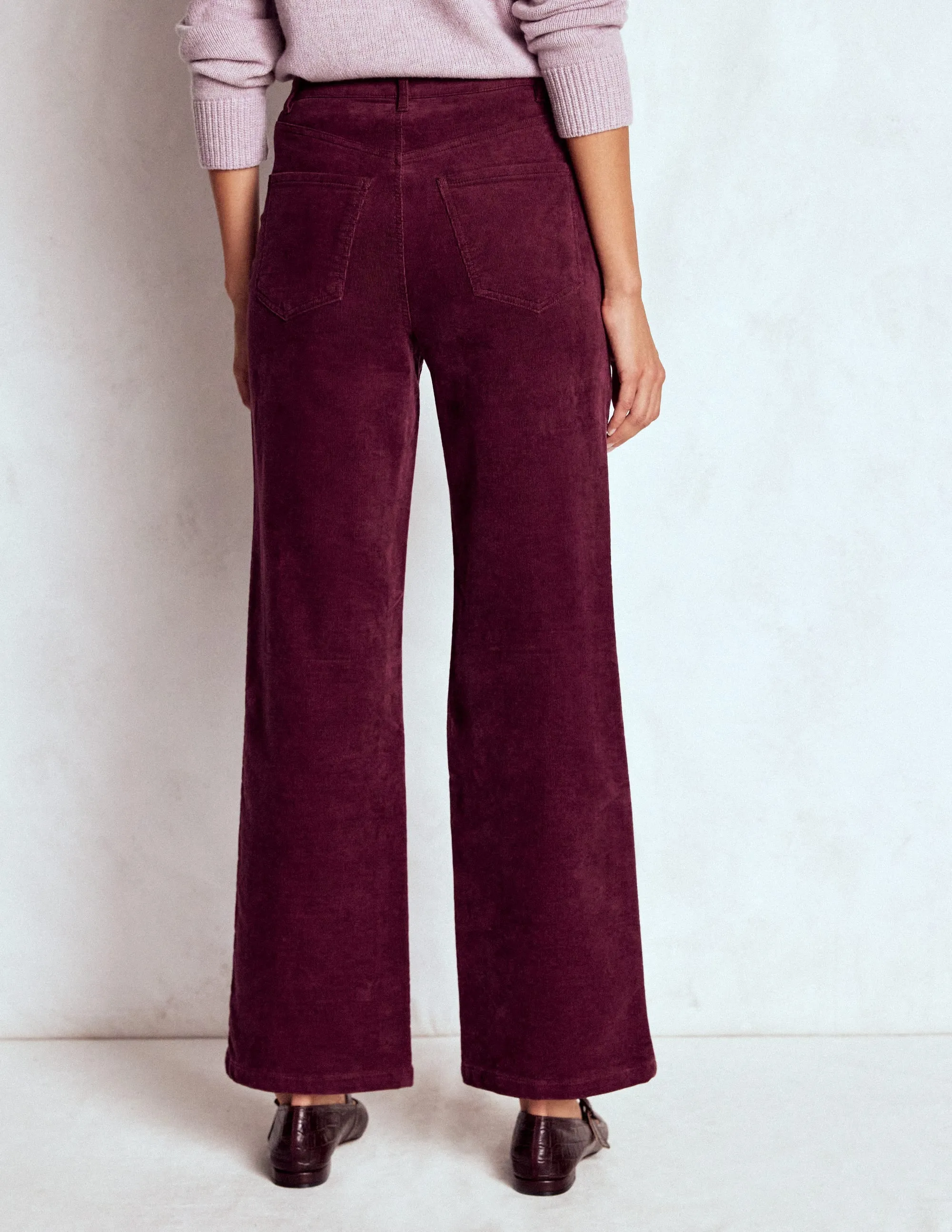 5-Pocket Cord Column Jeans-Burgundy No Hassle Fit