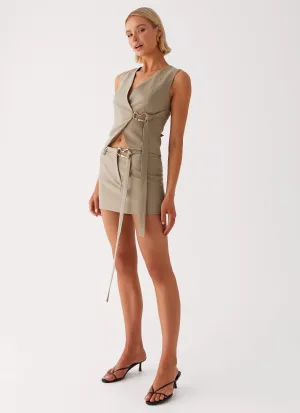 Moment Light Capsule-Wardrobe Mira Mini Skirt - Khaki