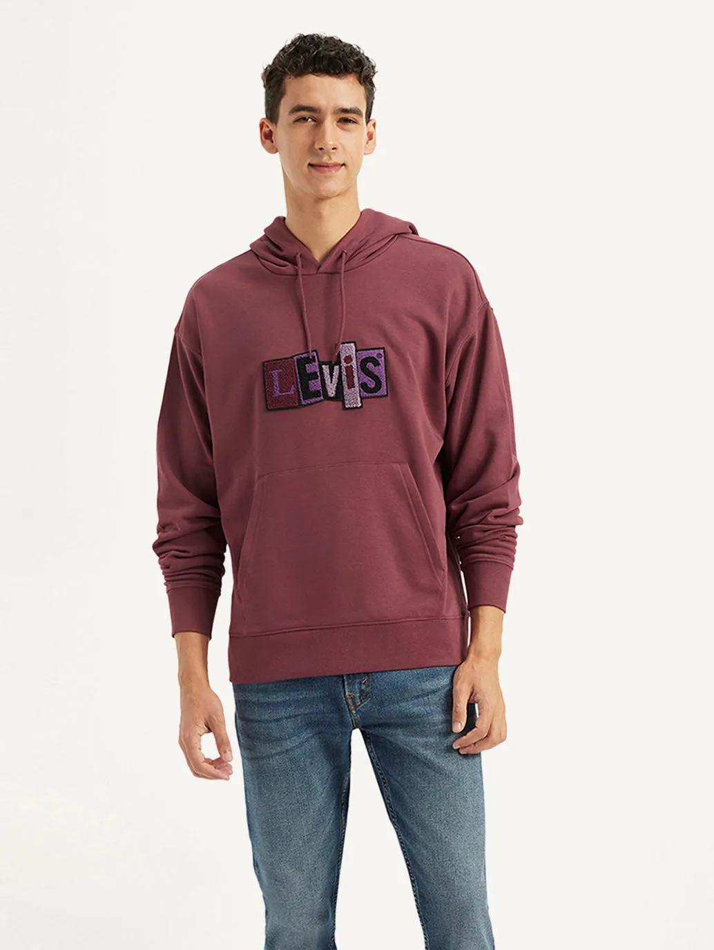 Men's Printed Maroon Sweatshirt Durable Yarn Kudu like