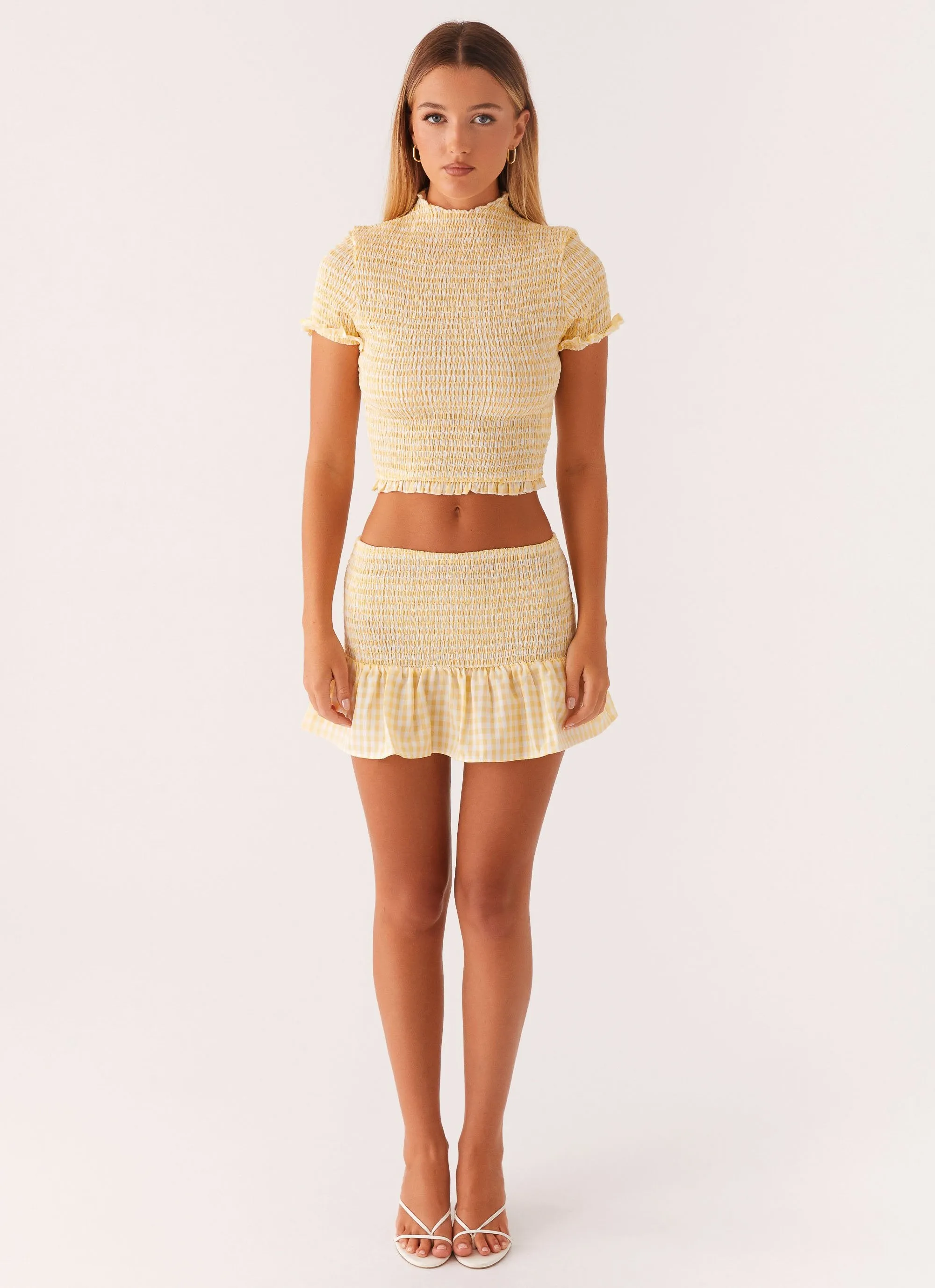 Vibrant Layer Sweetest Pie Mini Skirt - Yellow Gingham
