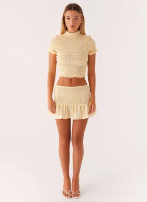 Vibrant Layer Sweetest Pie Mini Skirt - Yellow Gingham