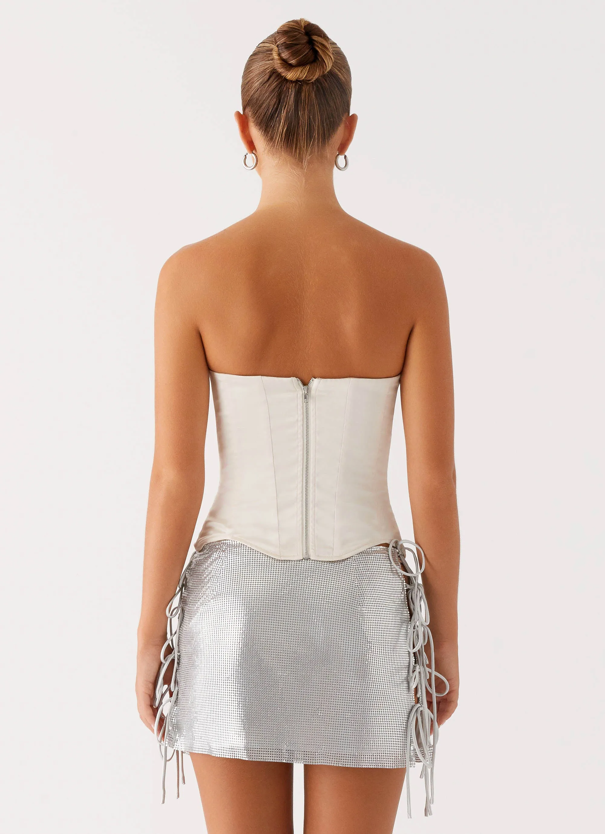 Popstar Glomesh Mini Skirt - Silver Fresh Energy Waist Seam