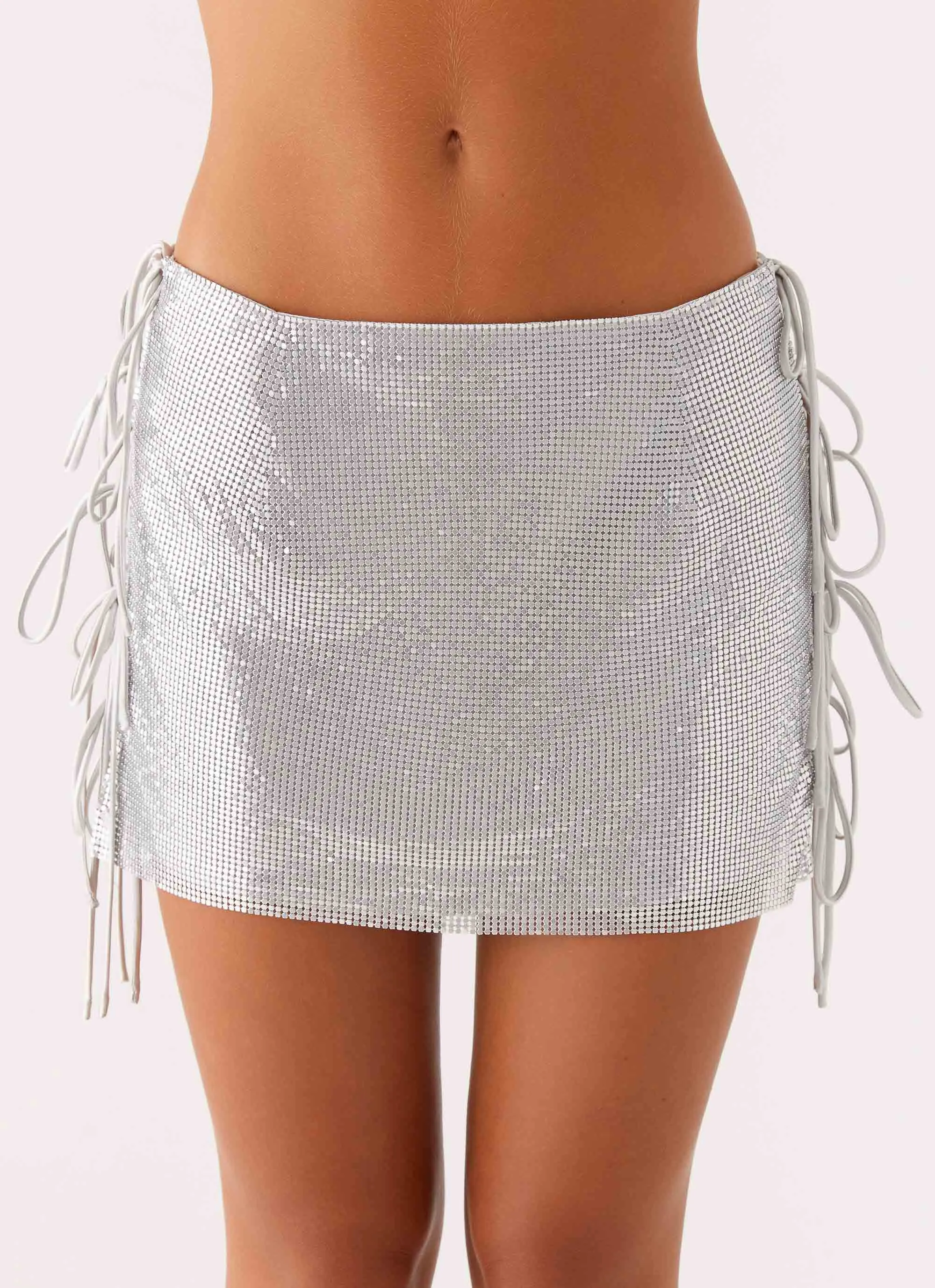 Fresh Combo Popstar Glomesh Mini Skirt - Silver