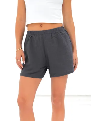 Earth Tones Modern Look Mila Summer Shorts - Charcoal