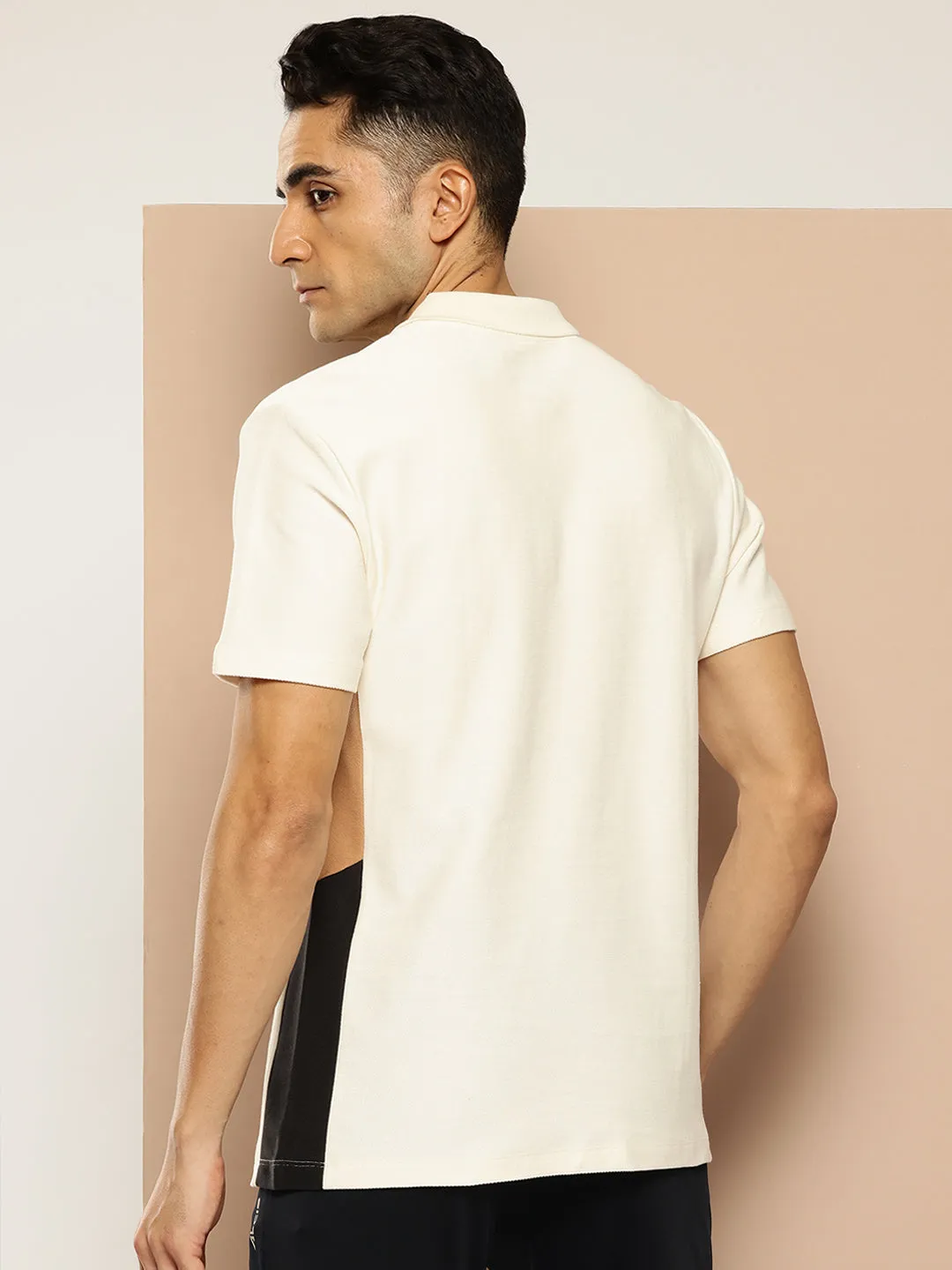 Graphical Panel Polo T-Shirt Recycled Polyester Mix Spring Collection