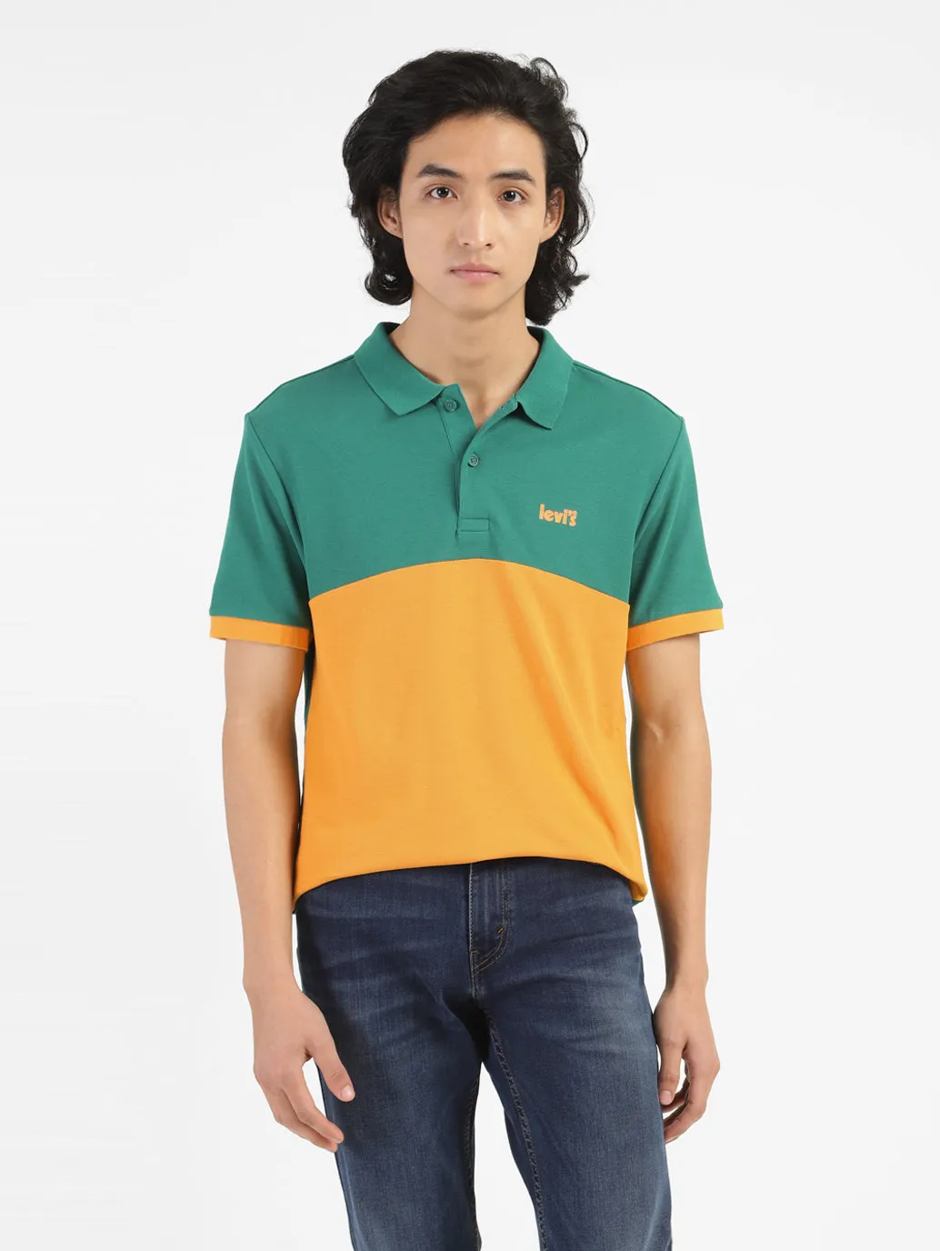NonRestrictive Cut Summer Party Men's Yellow Polo Collar T-Shirt
