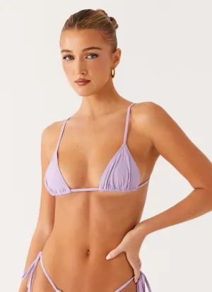 Mesh Detail Streamlined Cut Calista Bikini Top - Lavender