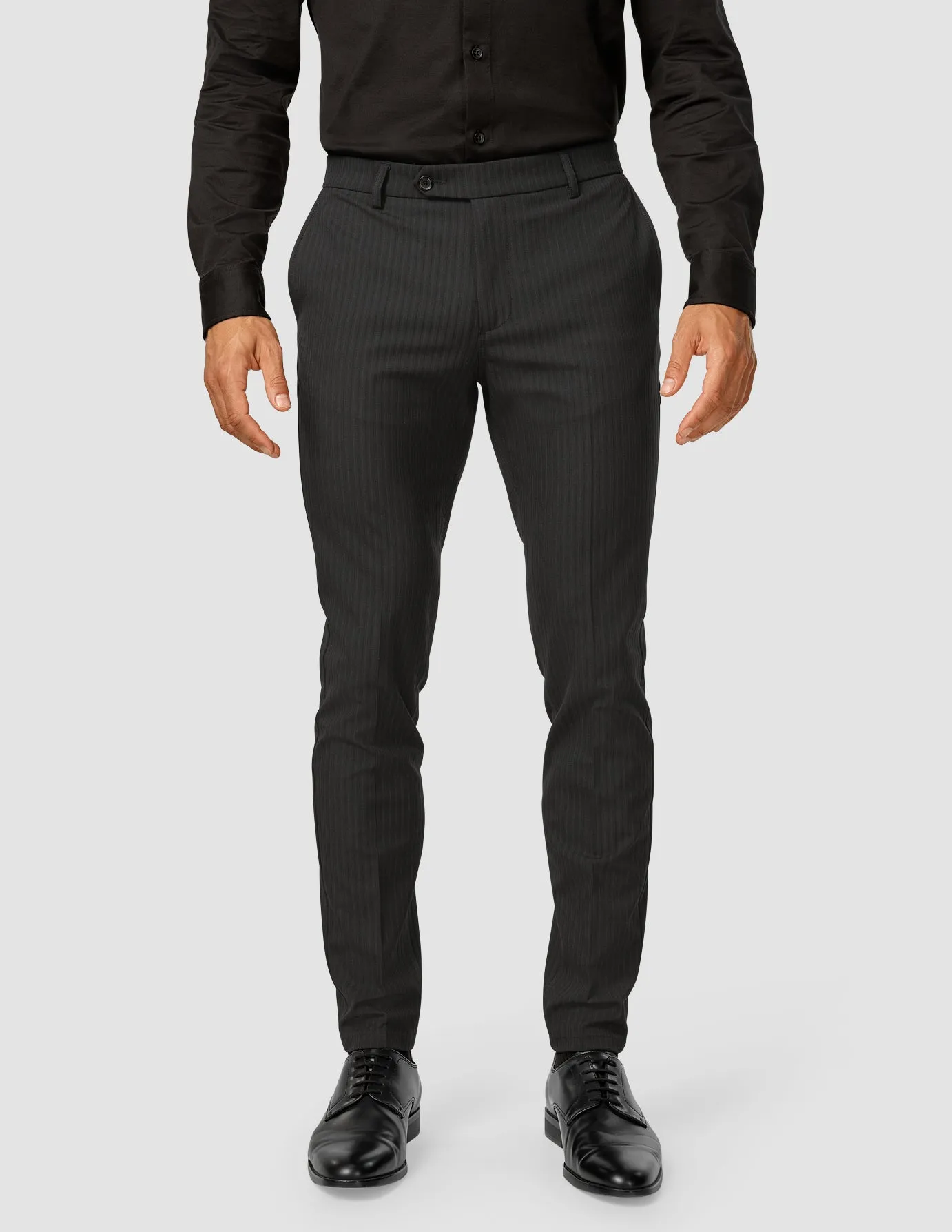 Essential Suit Pants Slim Asphalt Pinstripe AntiStaticLining TailoredSilhouette