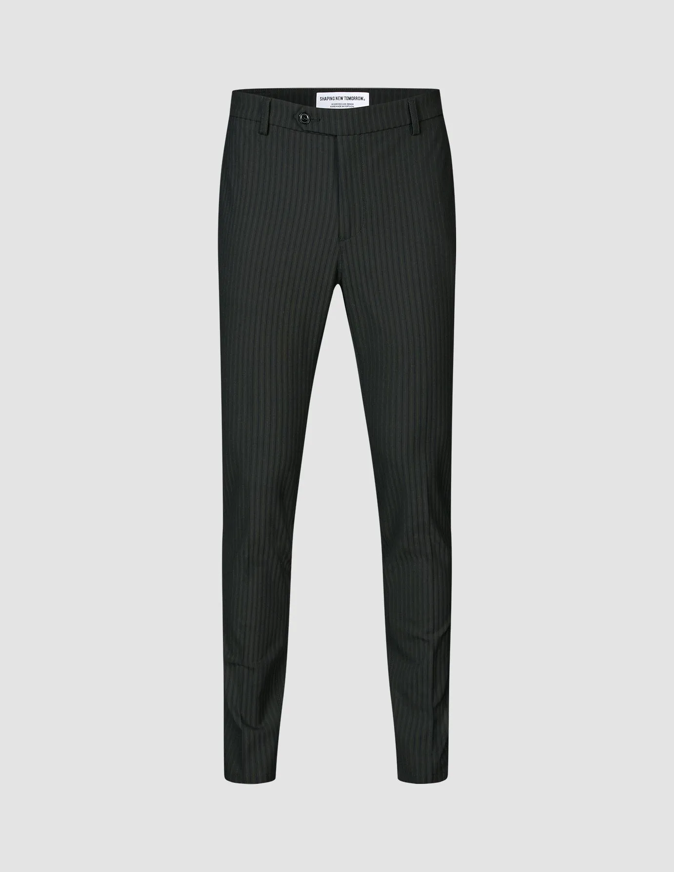 Essential Suit Pants Slim Asphalt Pinstripe Anti Pilling Surface