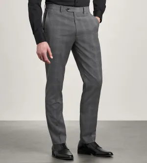Slim Fit Grey Plaid Suit Pants Thermal regulation