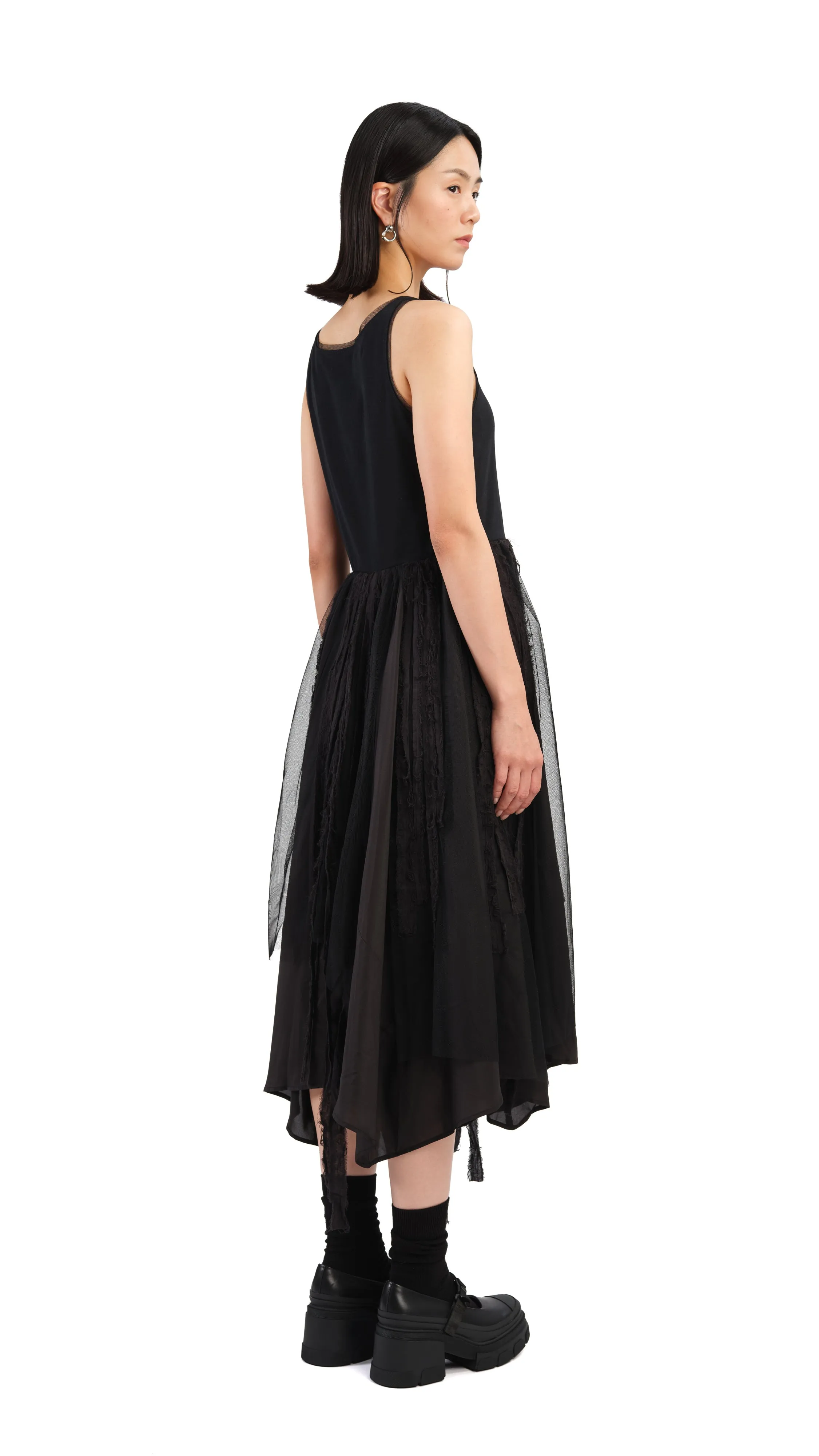 Mesh Patched Dress Adjustable Drawcord UV Protection