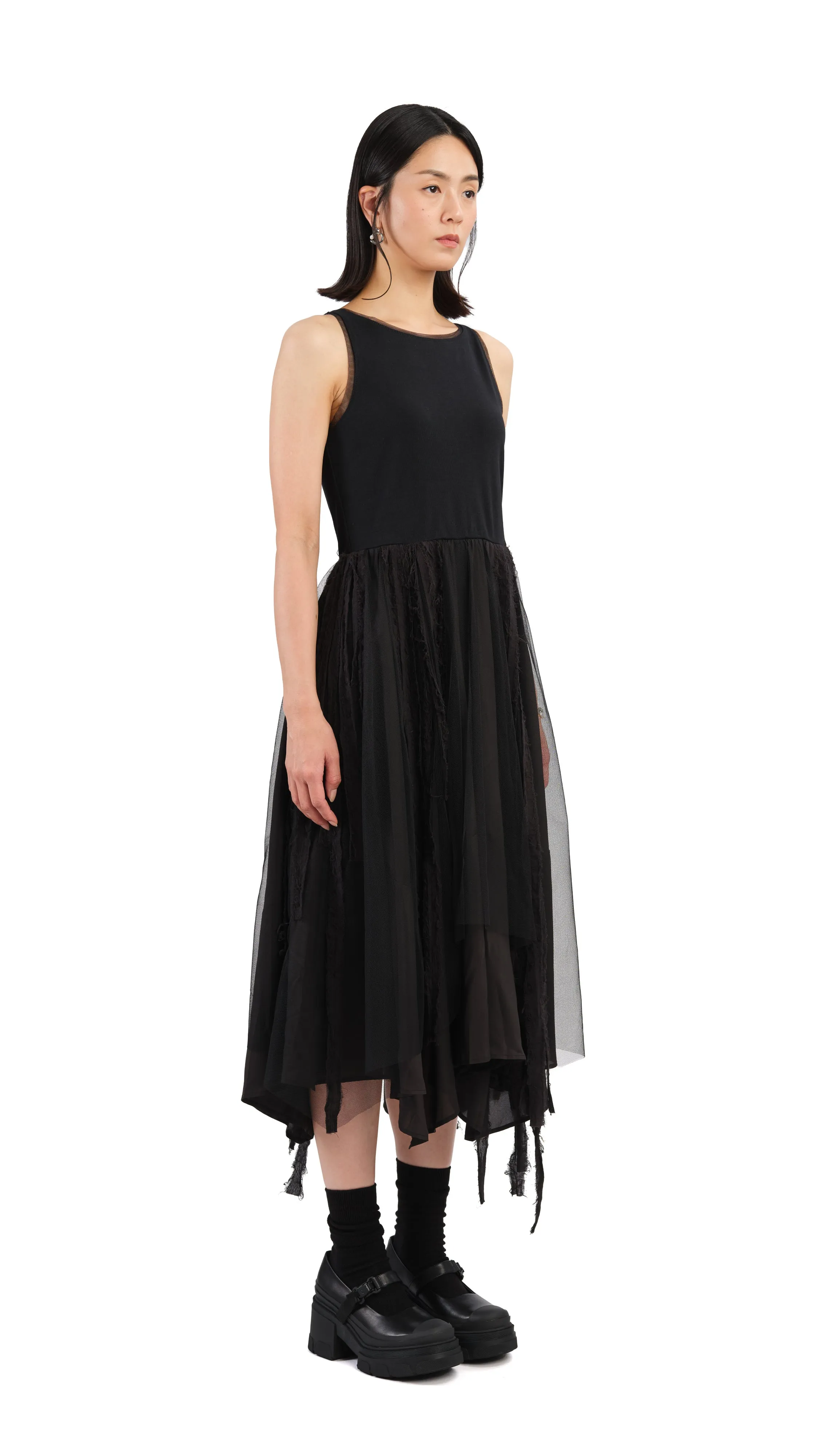 Mesh Patched Dress LowMaintenanceMaterial