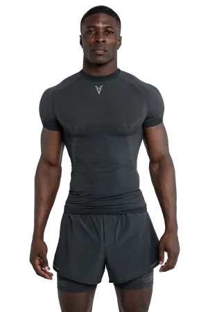 T-SHIRT SEAMLESS - Dark Gray Built In Lining Chlorine Resistant Fabric