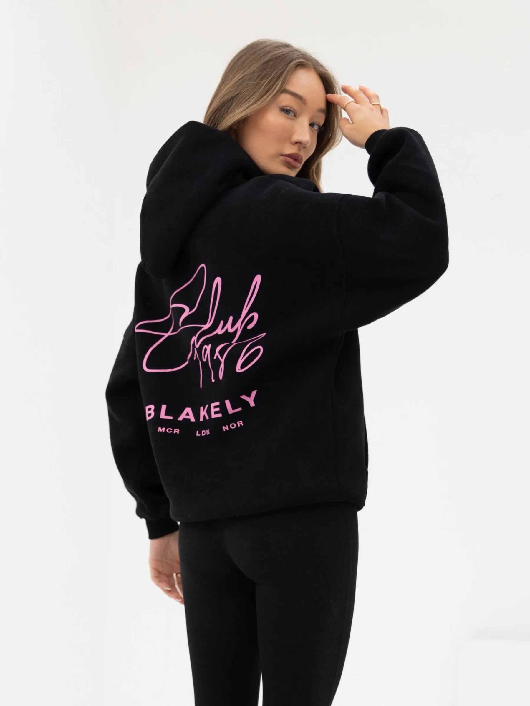 light colors Caribbean style Club Oversized Hoodie - Black & Pink
