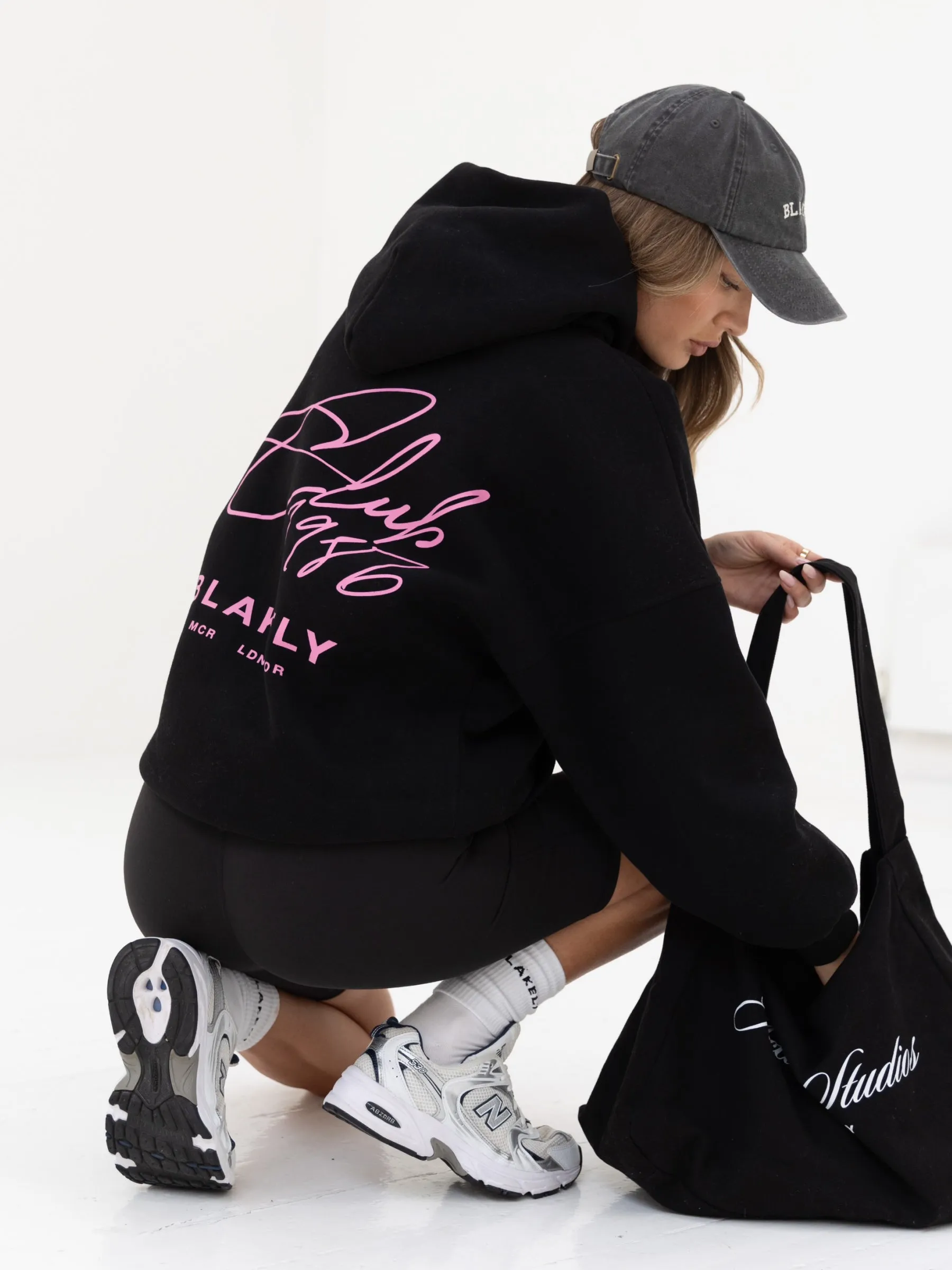 Club Oversized Hoodie - Black & Pink Odor Resistant Coating Fade Resistant