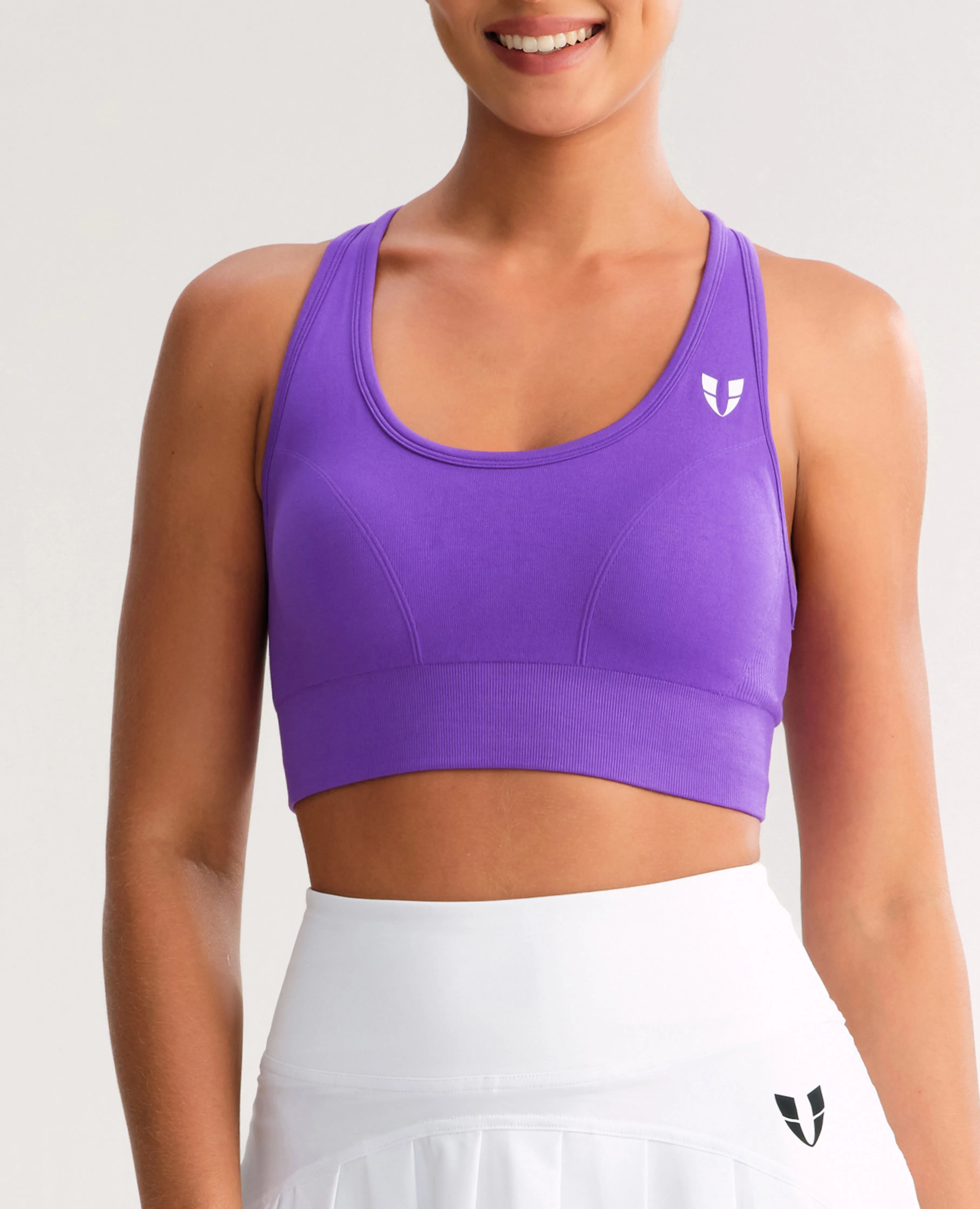 Seamless Fitness Bra - Purple Supportive Back Breathable Cup