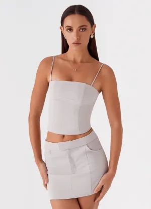 Easy Flow Evening-Wear Eliana Suit Mini Skirt - Grey