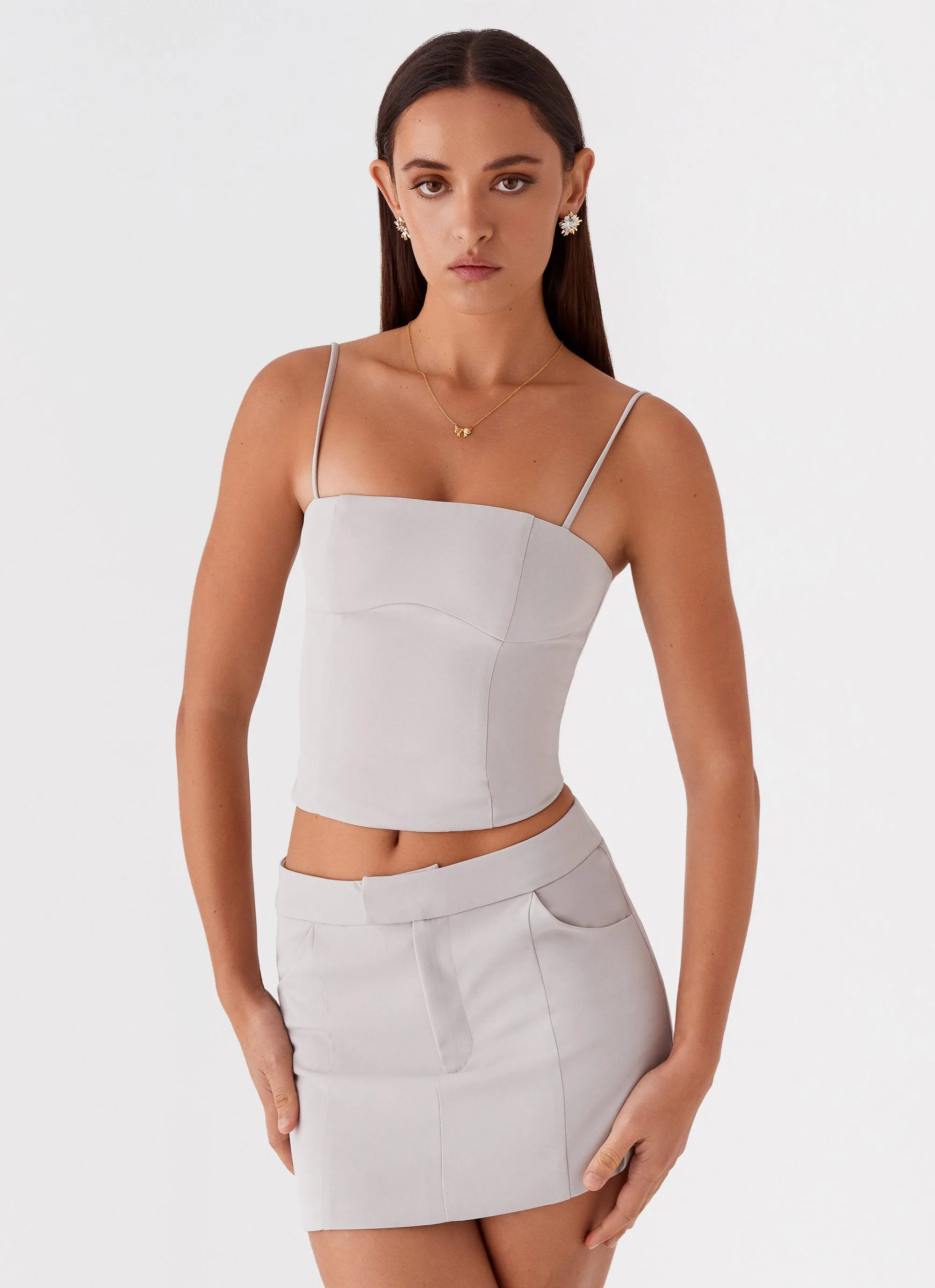 Easy Flow Evening-Wear Eliana Suit Mini Skirt - Grey