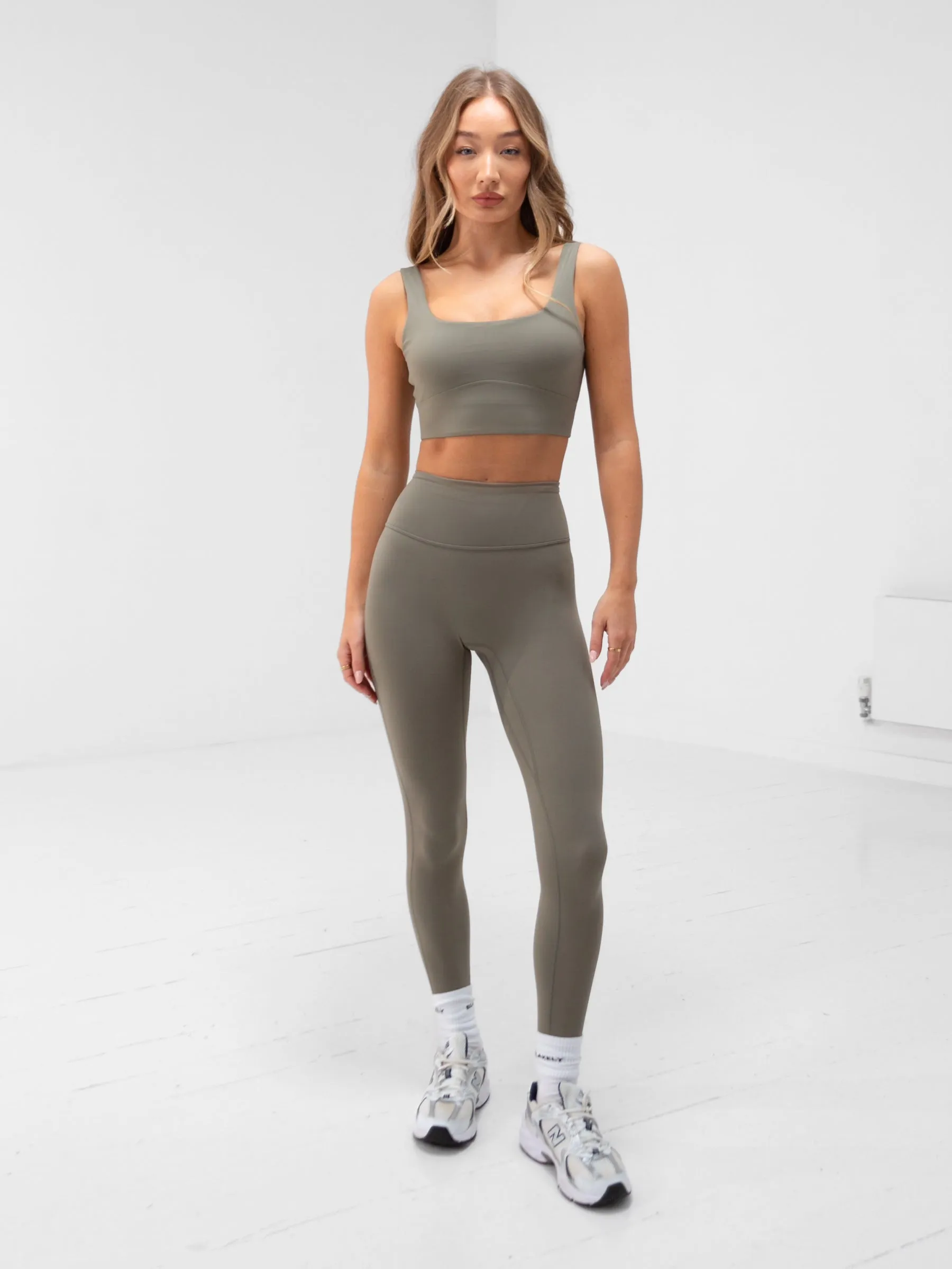 Apex Pro Sports Bra - Safari Green Enhanced Airflow Design Non-Restrictive Fit