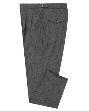 EThomas Charcoal Grey Harringbone Neutral Look