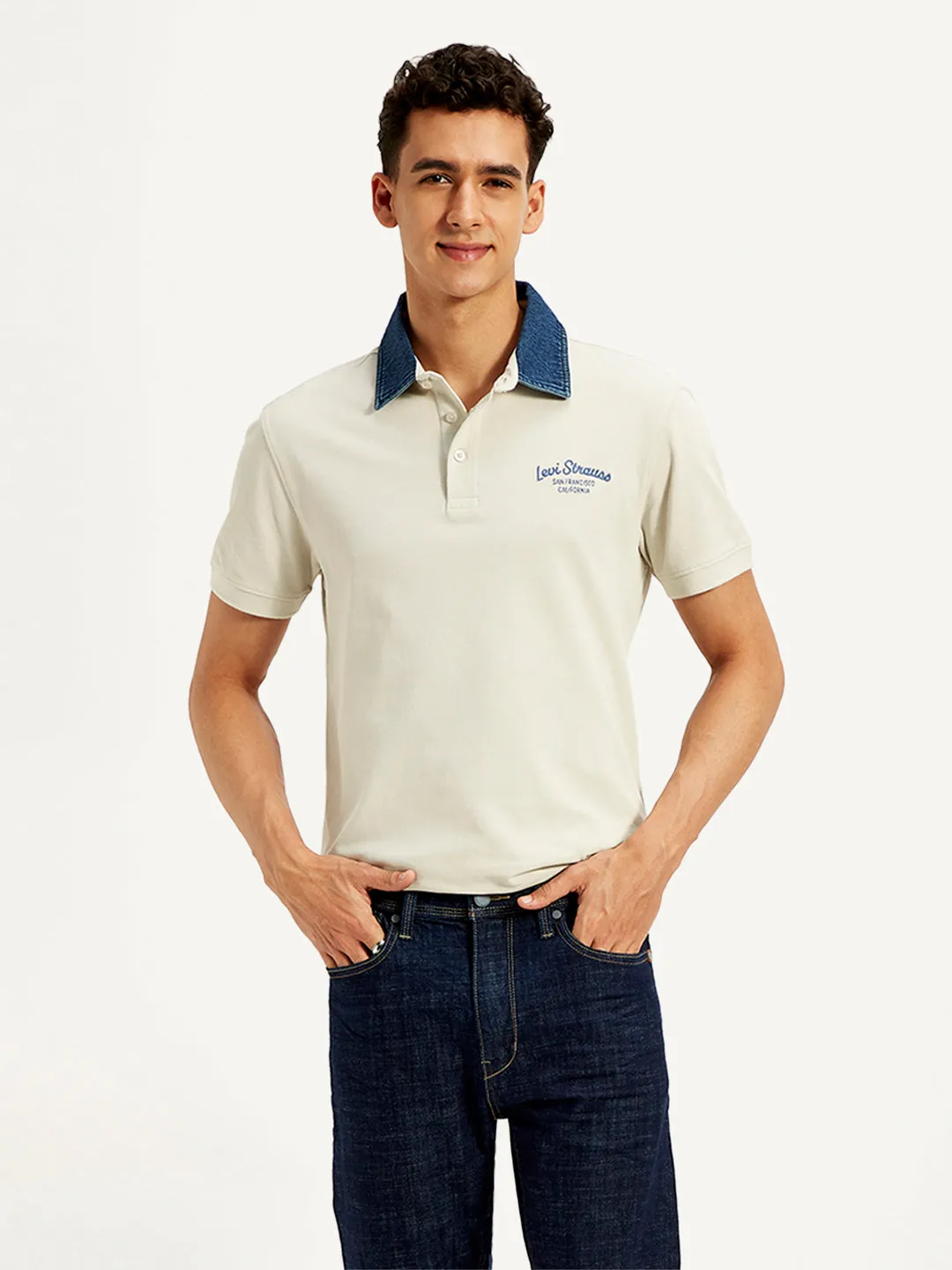 Twill Tape Reinforcement Gym To Office Men's Typographic Print Slim Fit Polo T-Shirt