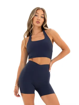 Athletes in training Monogrammed seams Ultimate Halter Neck Bra - True Navy
