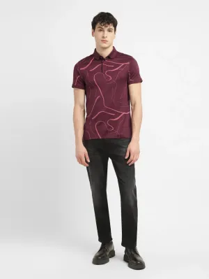 Men's Redloop Abstract Slim Fit Polo T-shirt Preppy Style