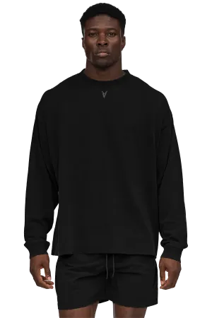 LONG SLEEVE T-SHIRT - Black Soft Wear Saltwater Resistant Modern Aesthetic