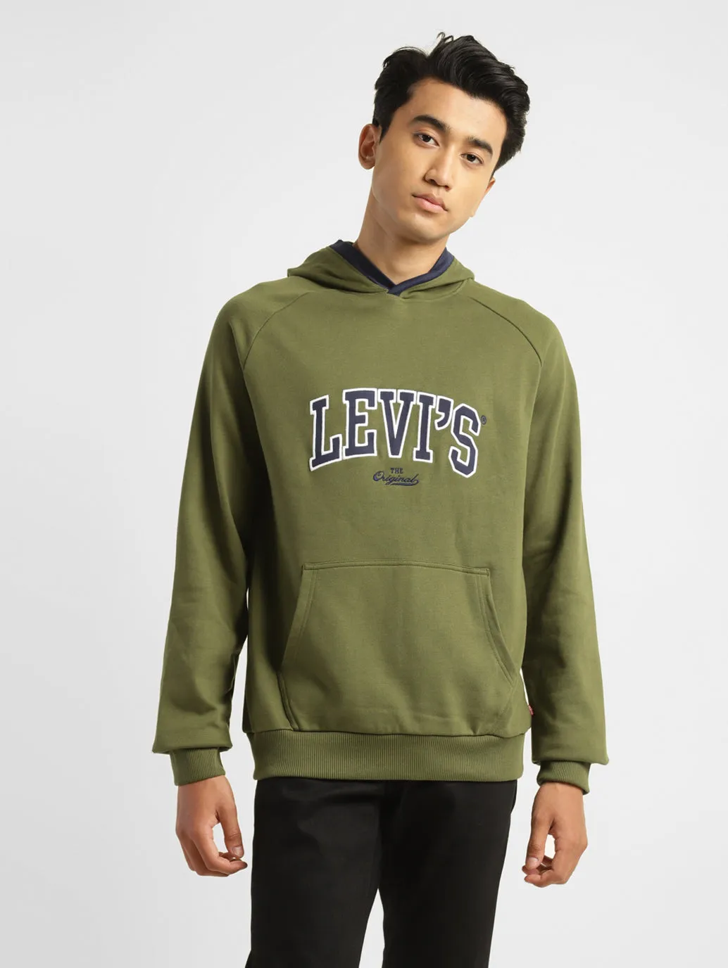 Sport Mode Men's Solid Green Hooded Sweatshirt