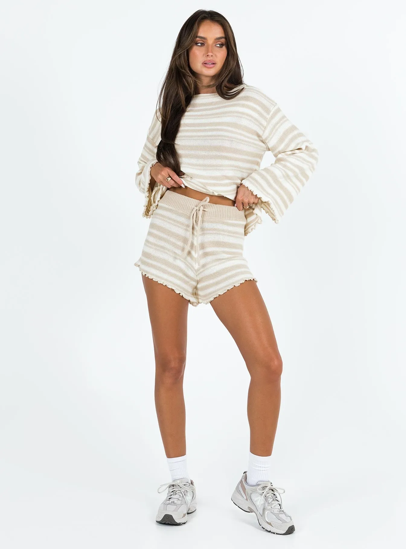 CompressionFreeCuffs Lynda Stripe Set Beige / White