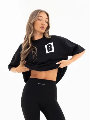 Offset Ultra Oversized T-Shirt - Black Cozy Comfort Breathable Mesh Panels