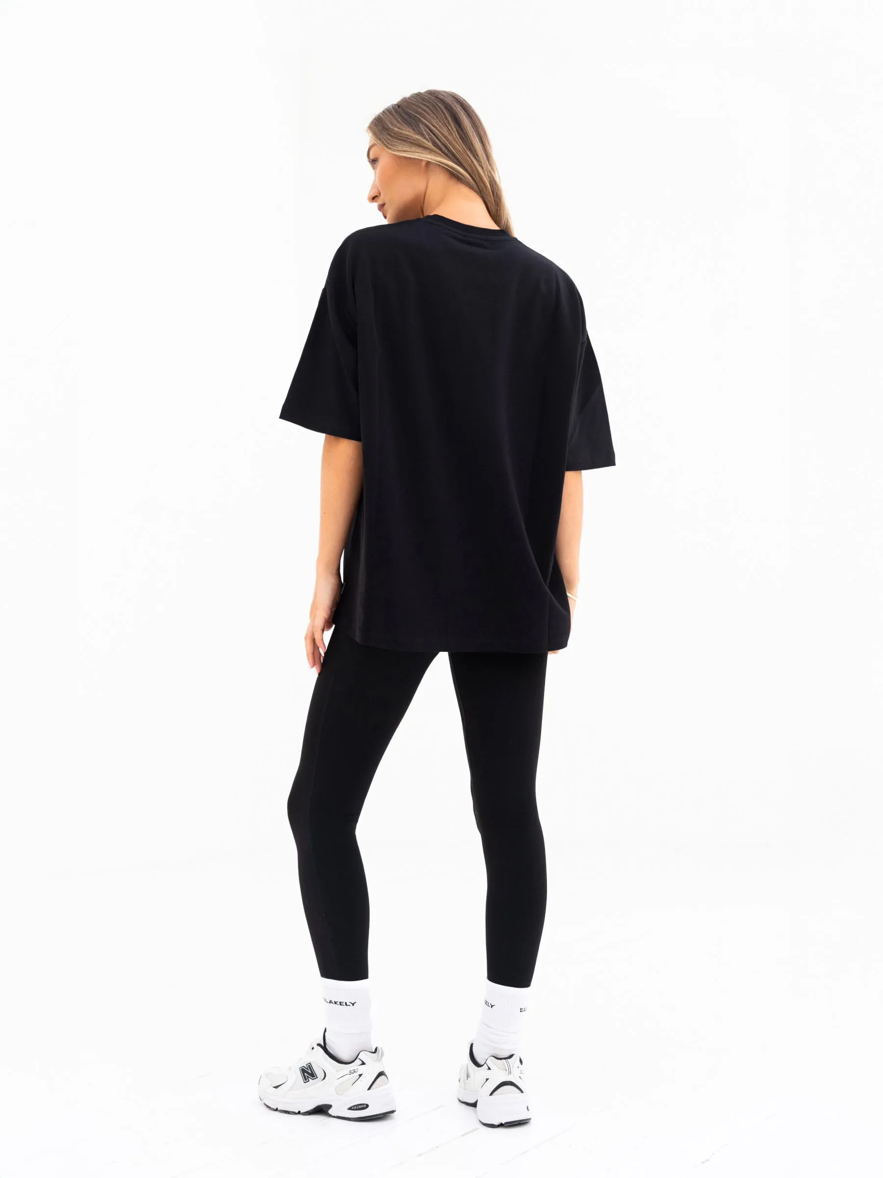 Breathable touch Offset Ultra Oversized T-Shirt - Black