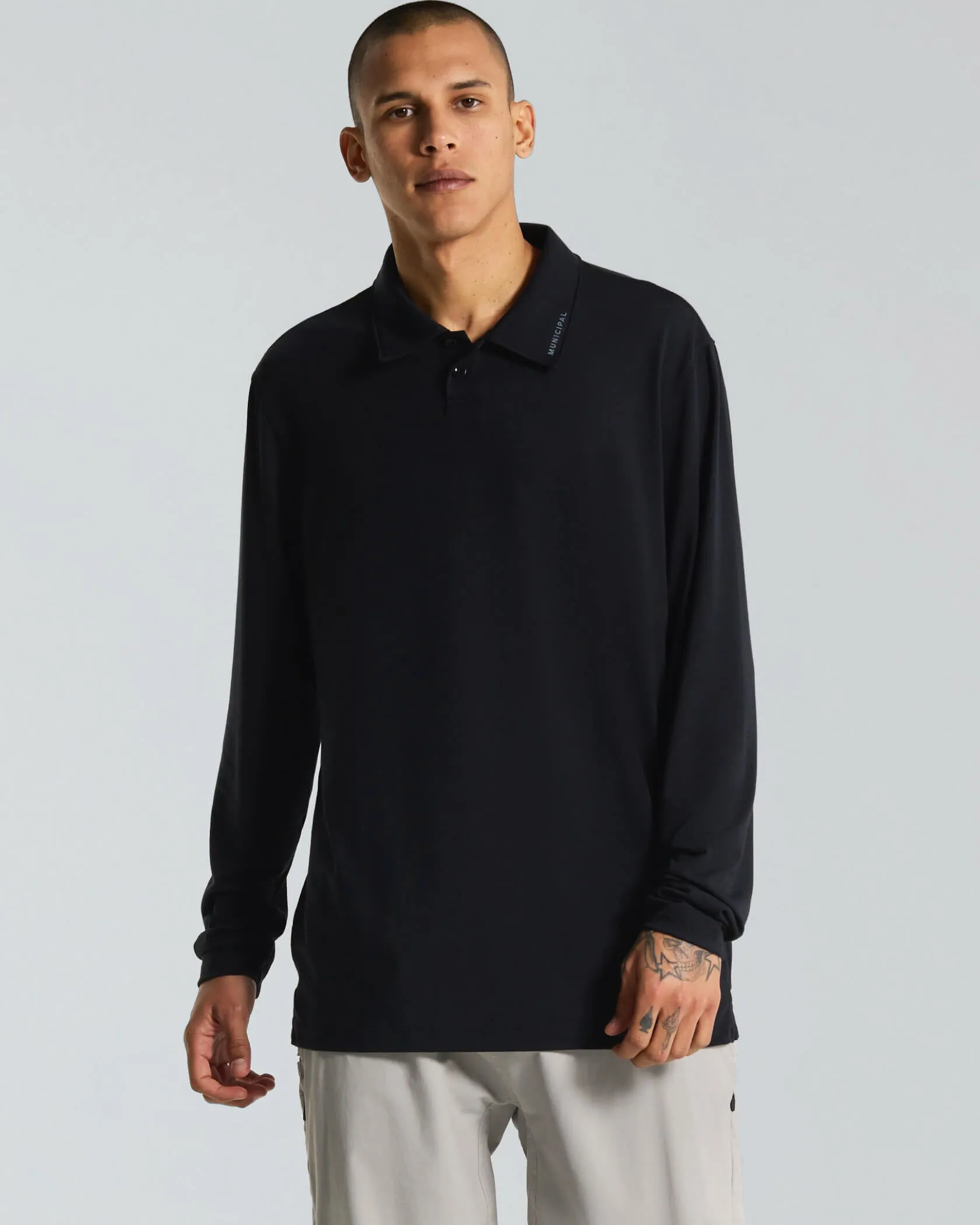Breathable Mesh Panels Four Button Placket Sport Utility LS Polo
