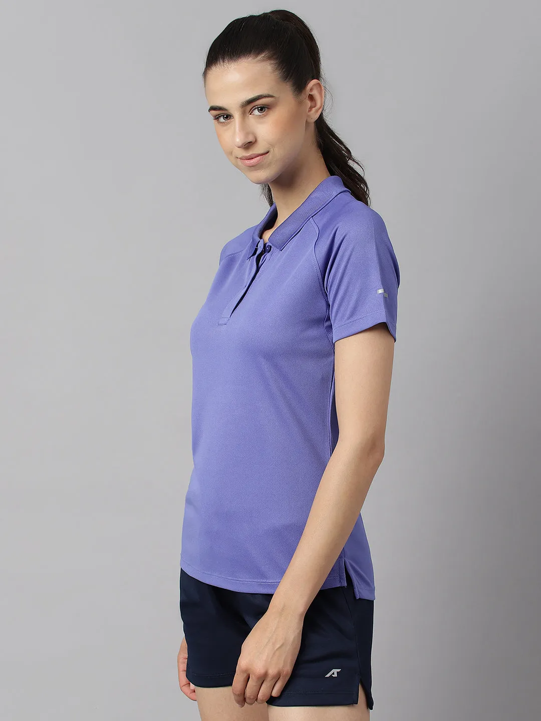 Alcis Women Iris Bloom Tech-Fit Anti-Static Soft-Touch Slim-Fit Training Polo T-Shirt Breathable knit