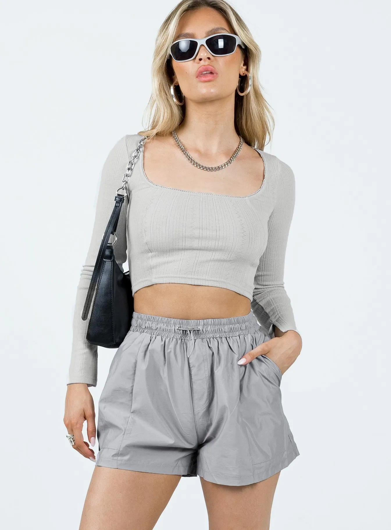 CompactFold Bell Parachute Shorts Grey