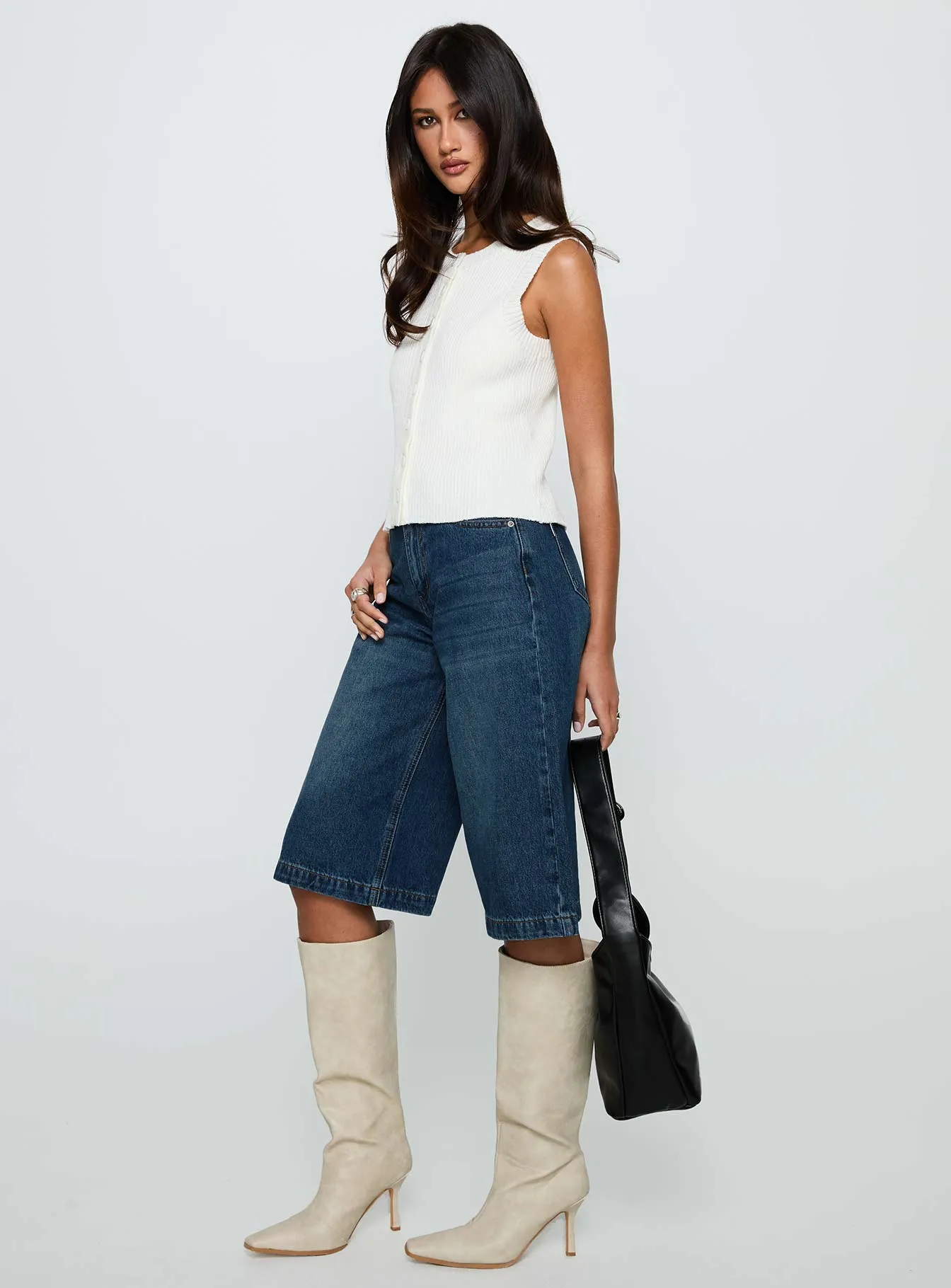 Ollison Longline Denim Shorts Blue DoubleLayerReinforcement