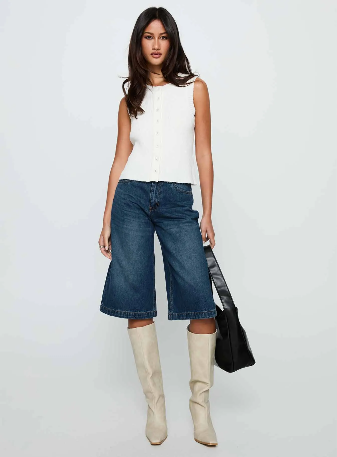 Ollison Longline Denim Shorts Blue Cool Glow