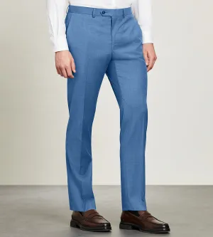 Slim Fit Denim Solid Suit Pants HighRiseWaistband Comfort Layer