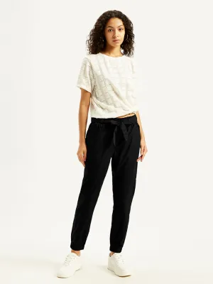 Women's High Rise Black?Regular Fit Joggers Stretch Fit