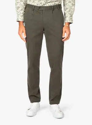 Basic Stretch Carmine Pleated Forrest Green Chino Pants