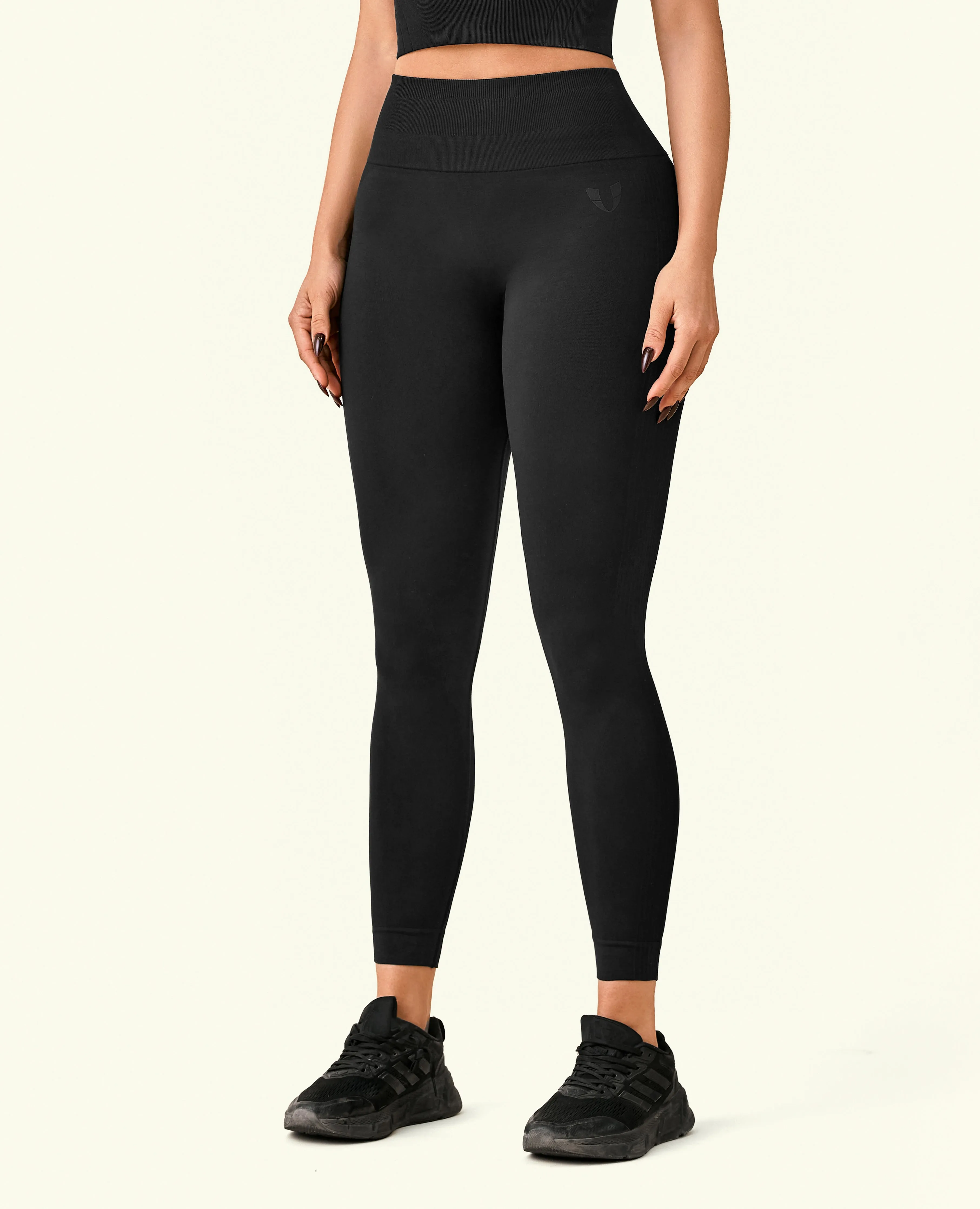 Ribbed Butt Lift Leggings - Black Tagless Labeling System Outdoor Lover Extra Soft